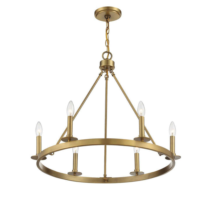 Meridian - M10093NB - Six Light Chandelier - Natural Brass