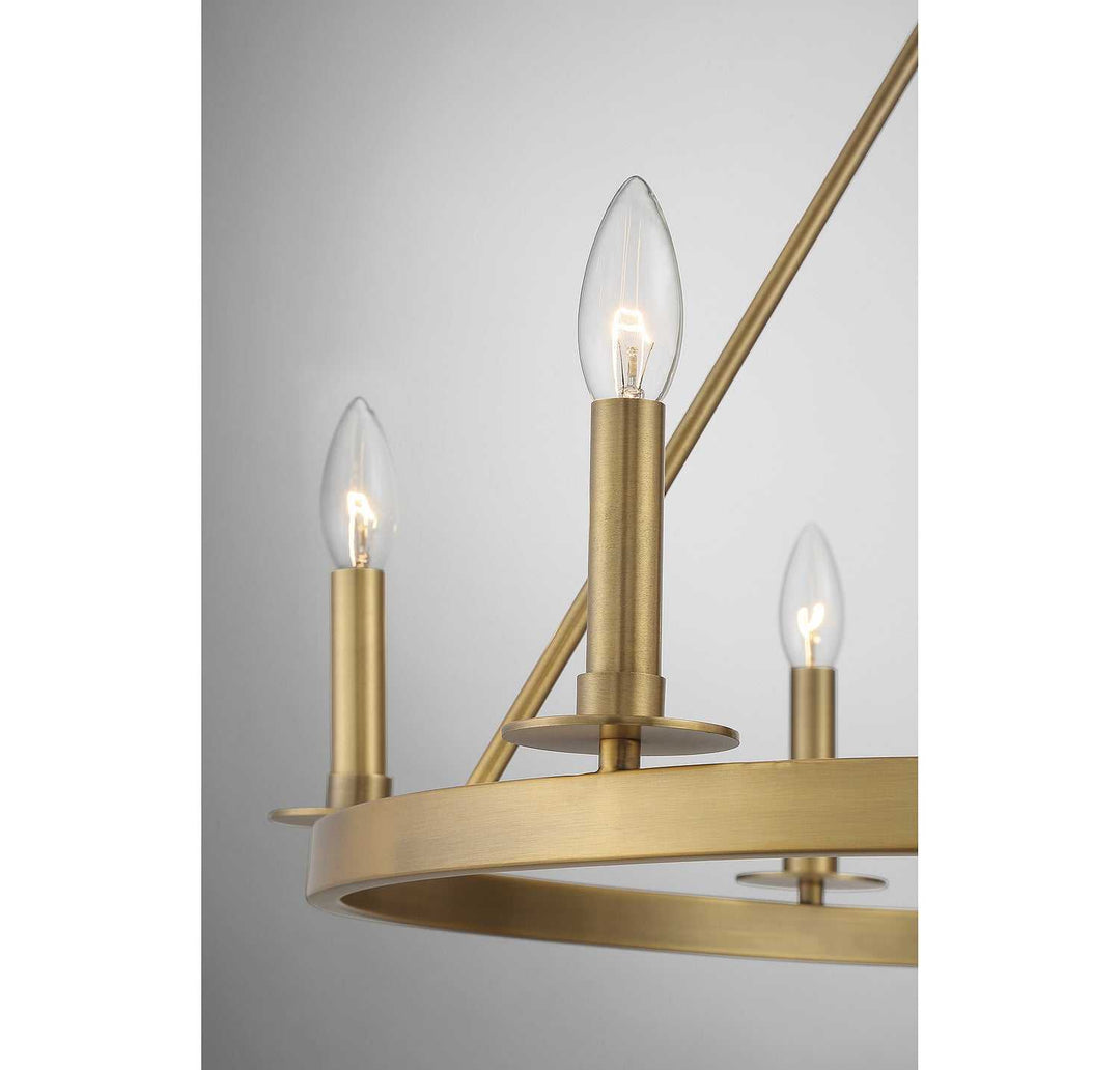 Meridian - M10093NB - Six Light Chandelier - Natural Brass