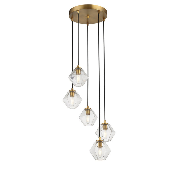 Meridian - M10095NB - Five Light Chandelier - Natural Brass