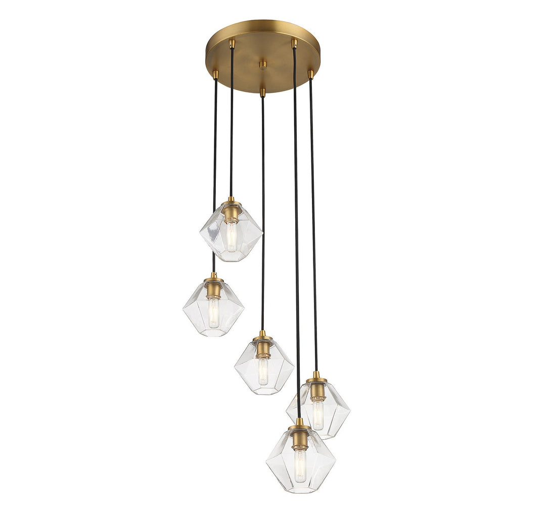 Meridian - M10095NB - Five Light Chandelier - Natural Brass