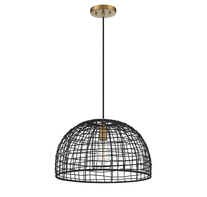 Meridian - M70105BRNB - One Light Pendant - Black with Natural Brass Accents