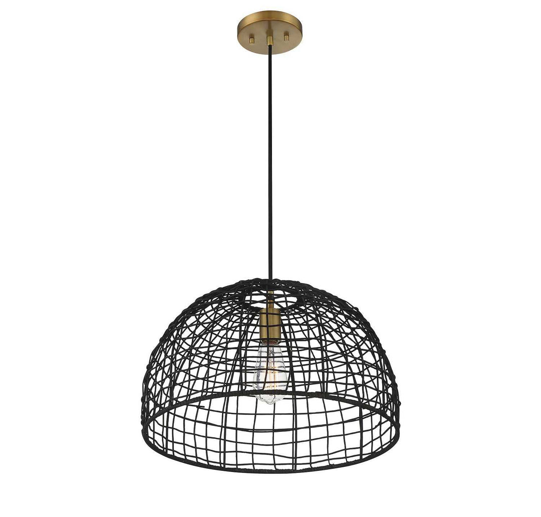 Meridian - M70105BRNB - One Light Pendant - Black with Natural Brass Accents