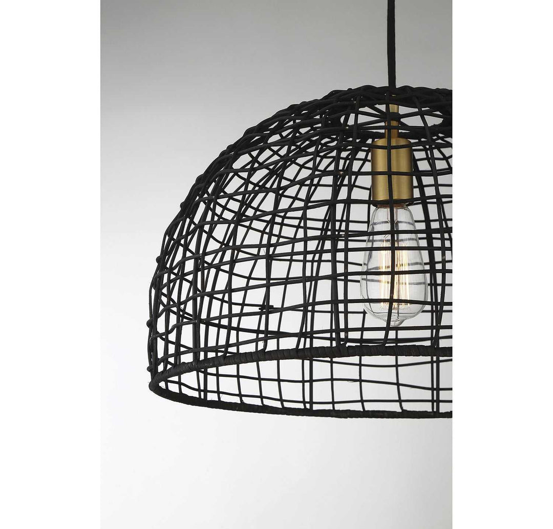 Meridian - M70105BRNB - One Light Pendant - Black with Natural Brass Accents