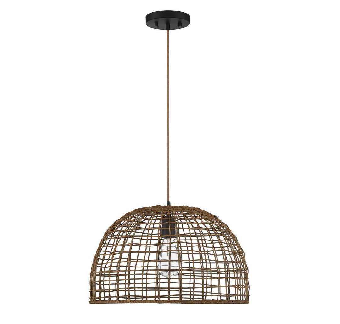 Meridian - M70105DR - One Light Pendant - Dark Rattan with a Dark Brown Socket