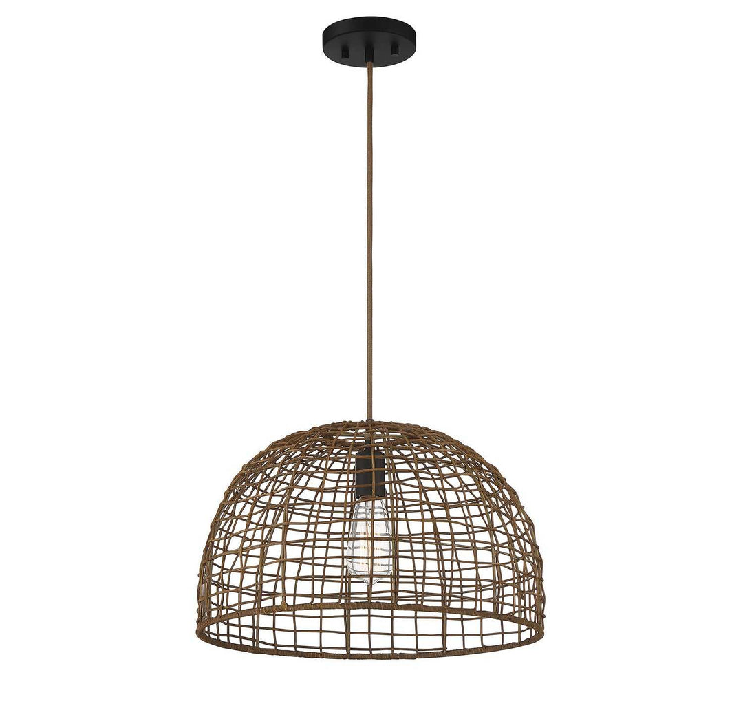 Meridian - M70105DR - One Light Pendant - Dark Rattan with a Dark Brown Socket