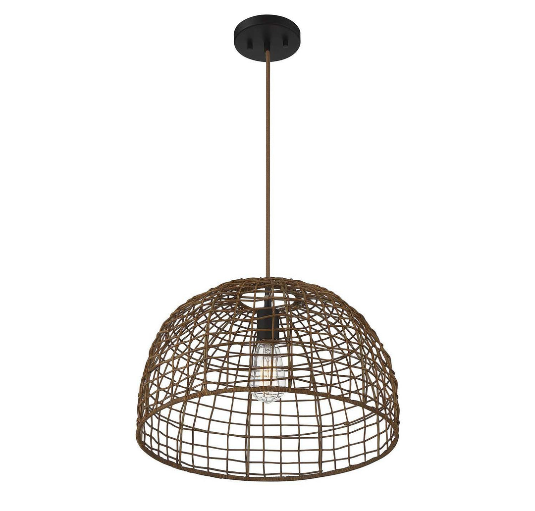 Meridian - M70105DR - One Light Pendant - Dark Rattan with a Dark Brown Socket