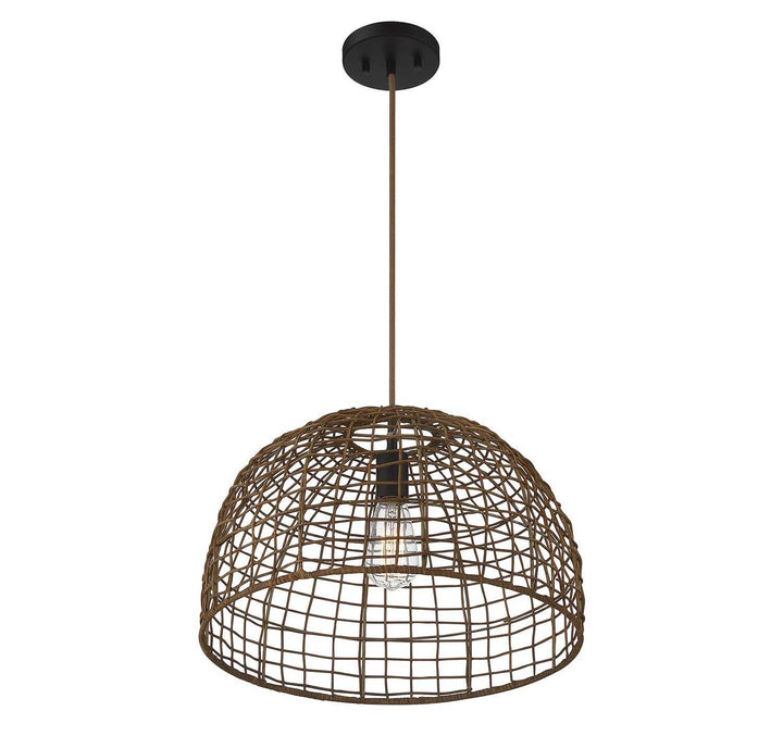 Meridian - M70105DR - One Light Pendant - Dark Rattan with a Dark Brown Socket