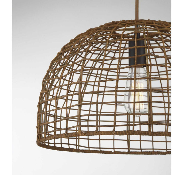 Meridian - M70105DR - One Light Pendant - Dark Rattan with a Dark Brown Socket
