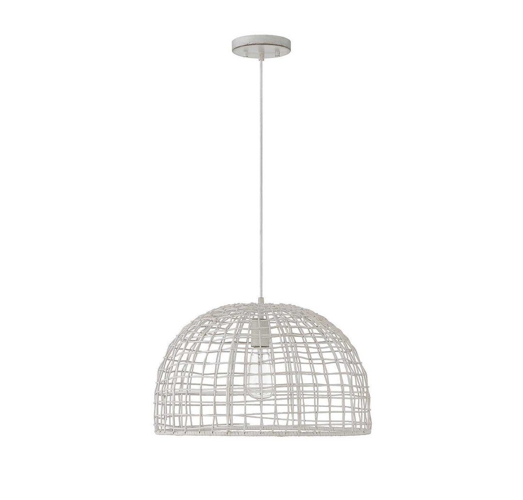 Meridian - M70105WR - One Light Pendant - White Rattan with a White Socket