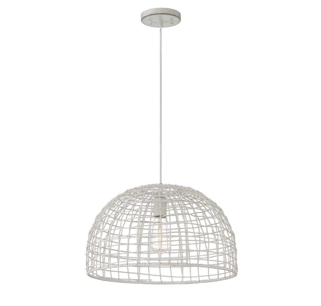 Meridian - M70105WR - One Light Pendant - White Rattan with a White Socket