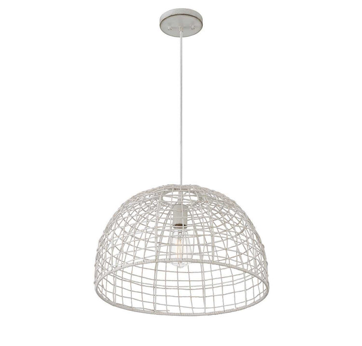 Meridian - M70105WR - One Light Pendant - White Rattan with a White Socket