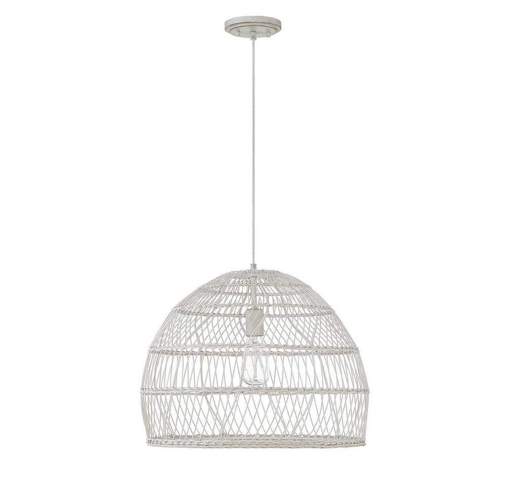 Meridian - M70106WR - One Light Pendant - White Rattan with a White Socket