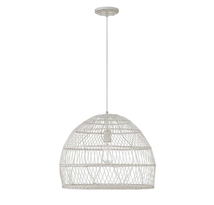 Meridian - M70106WR - One Light Pendant - White Rattan with a White Socket