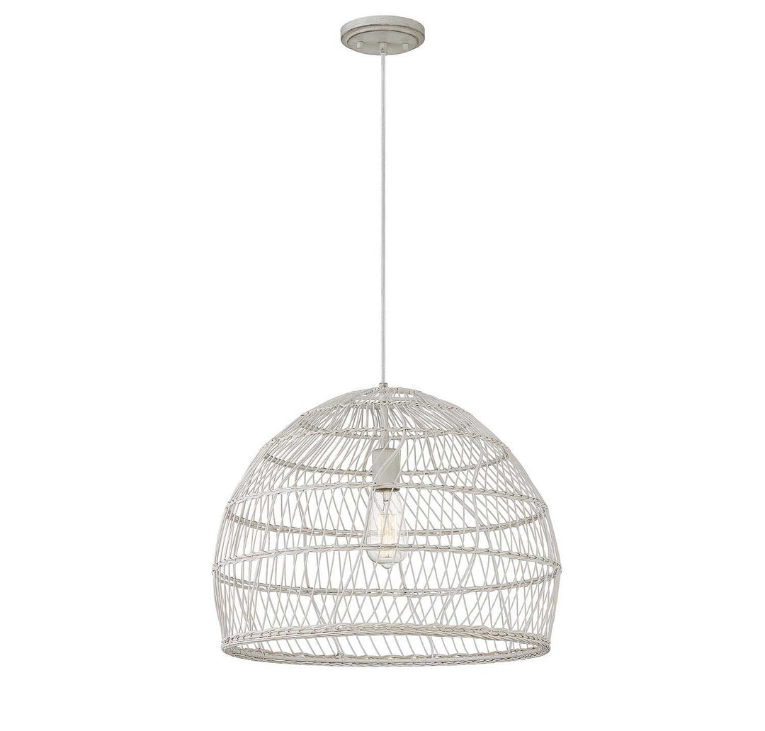 Meridian - M70106WR - One Light Pendant - White Rattan with a White Socket