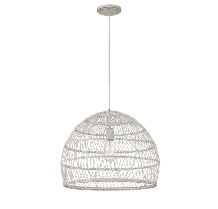 Meridian - M70106WR - One Light Pendant - White Rattan with a White Socket