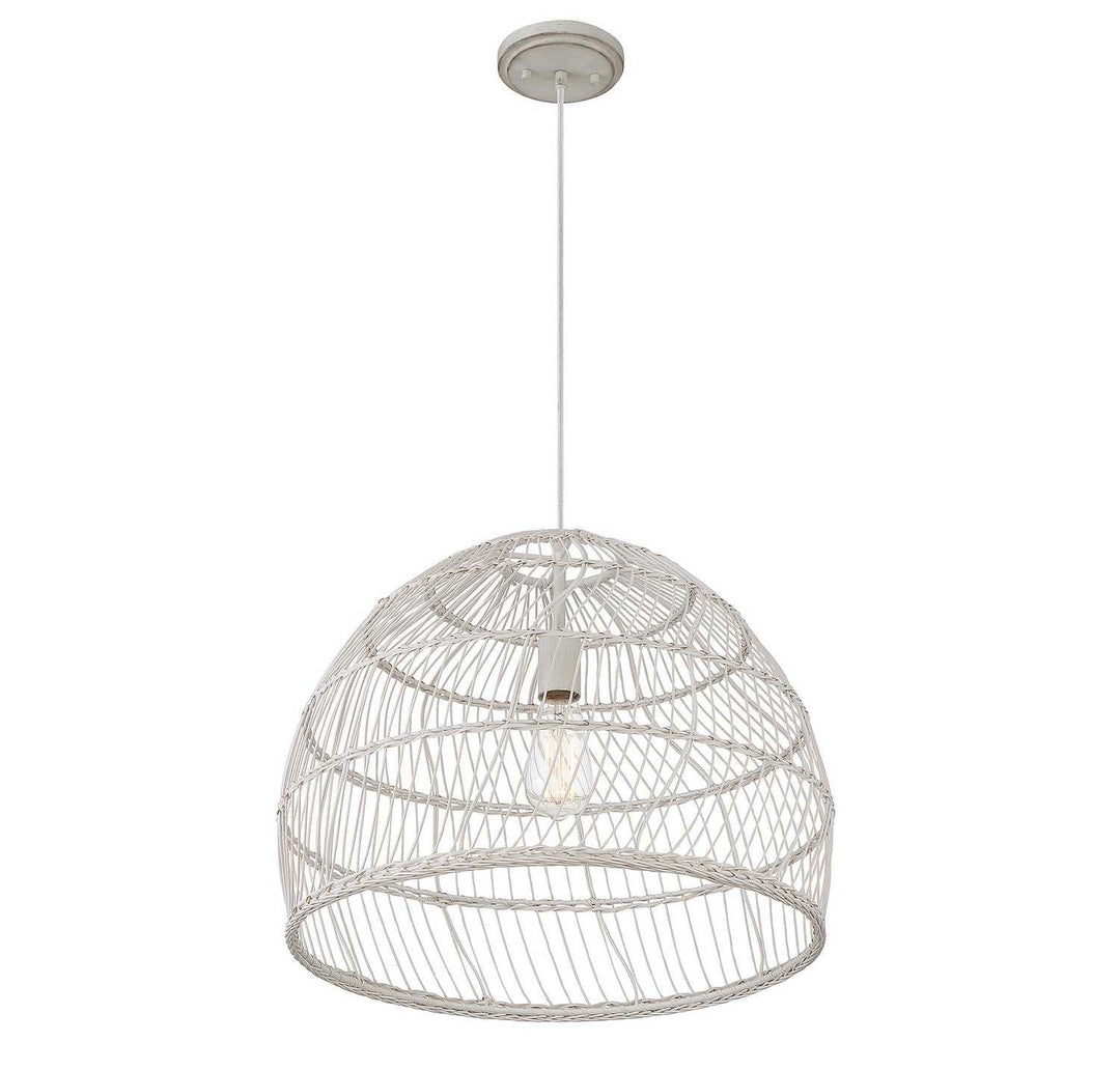 Meridian - M70106WR - One Light Pendant - White Rattan with a White Socket