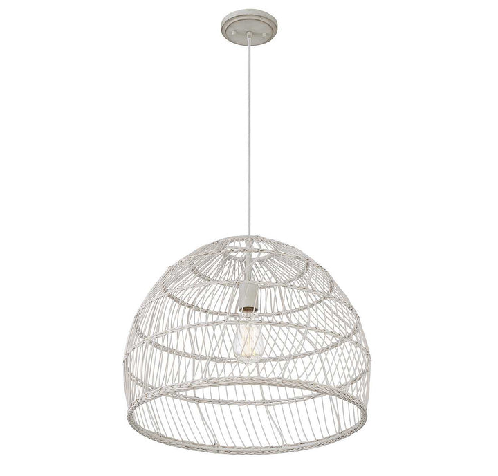 Meridian - M70106WR - One Light Pendant - White Rattan with a White Socket