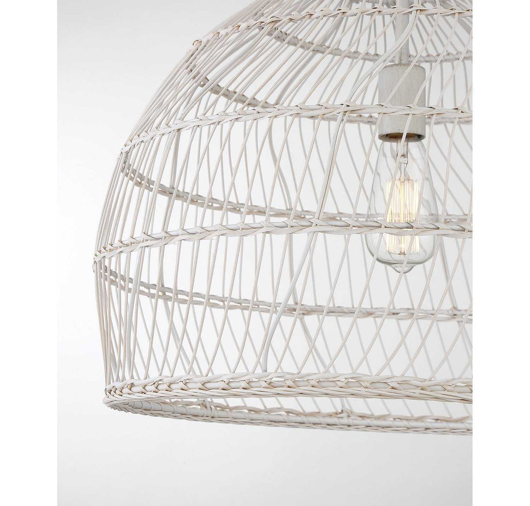 Meridian - M70106WR - One Light Pendant - White Rattan with a White Socket