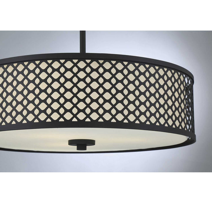Meridian - M70108MBK - Three Light Pendant - Matte Black