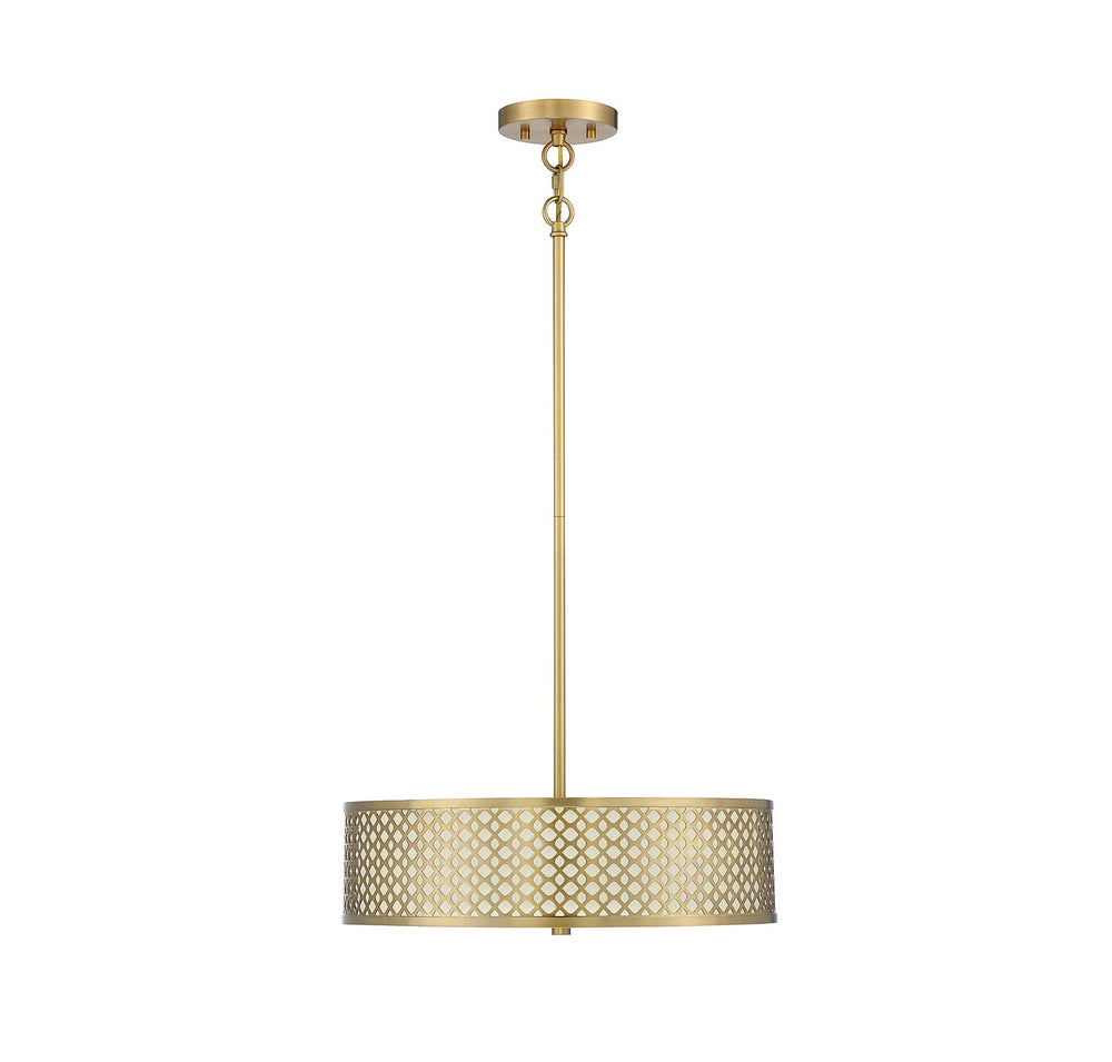 Meridian - M70108NB - Three Light Pendant - Natural Brass