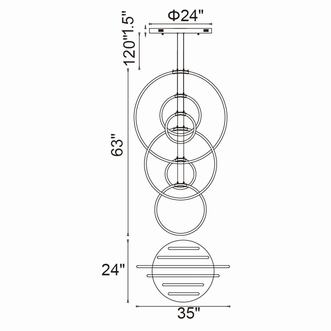 CWI Lighting Canada - 1273P35-6-101-R - LED Chandelier - Hoops - Black
