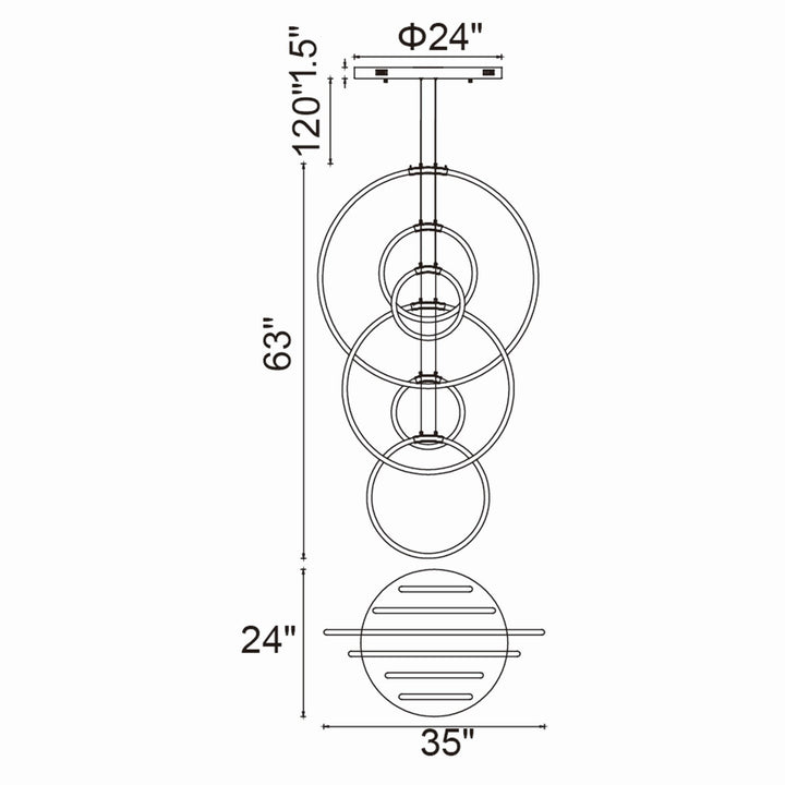 CWI Lighting Canada - 1273P35-6-101-R - LED Chandelier - Hoops - Black