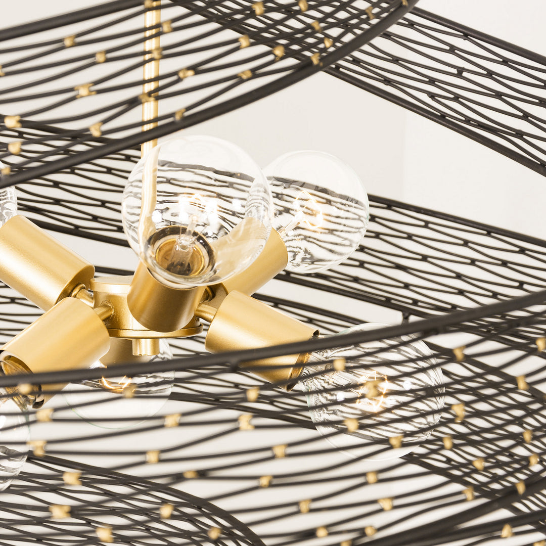 Varaluz - 240P06MBFG - Six Light Pendant - Flow - Matte Black/French Gold