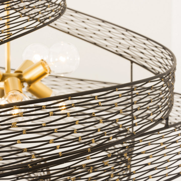 Varaluz - 240P08MBFG - Eight Light Pendant - Flow - Matte Black/French Gold