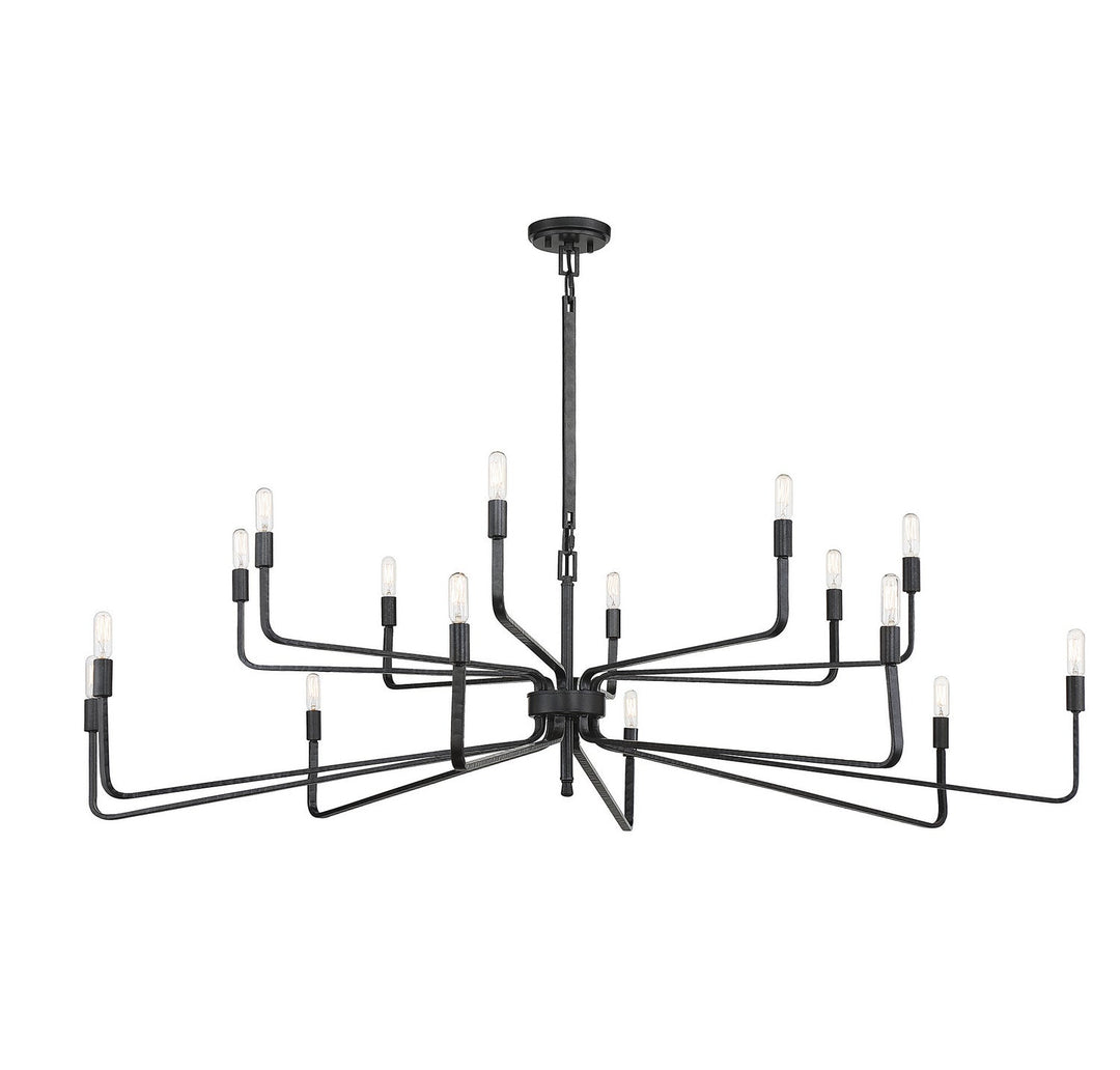 Salem 16 Light Chandelier in Forged Iron Savoy House