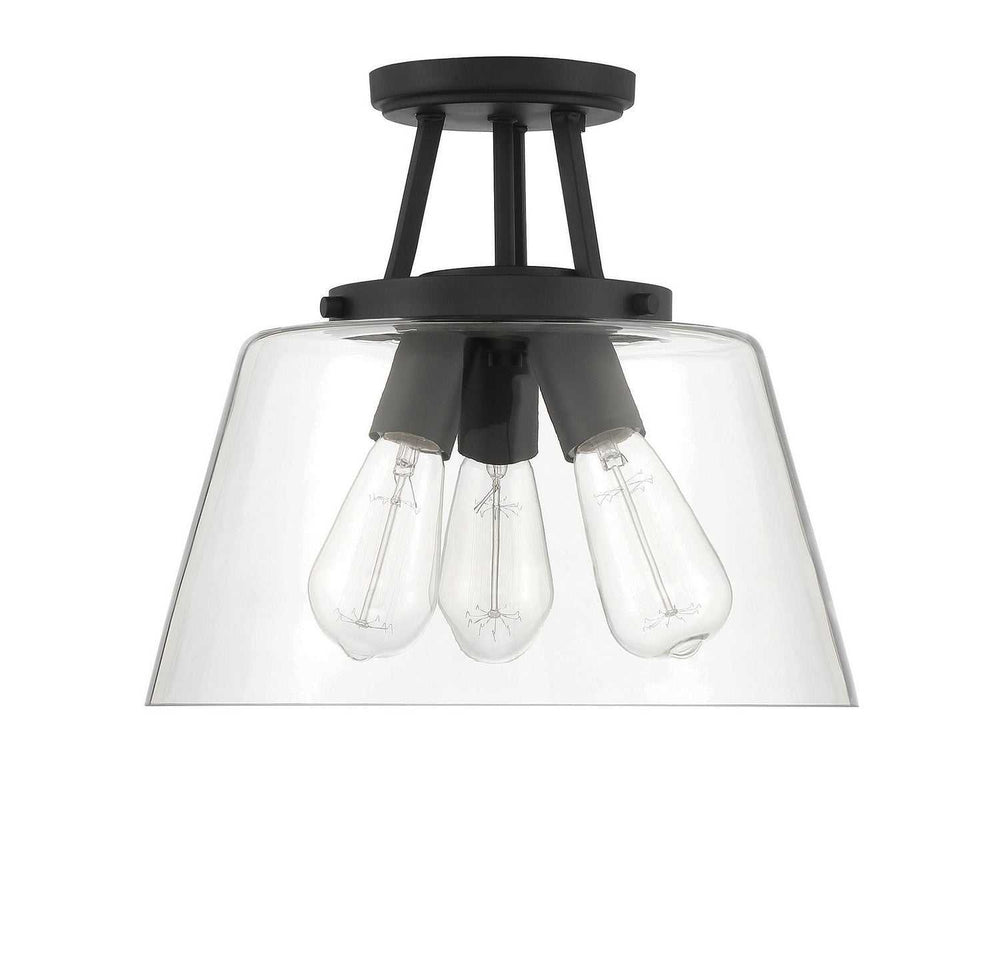 Calhoun Three Light Semi-Flush Mount in Matte Black Savoy House