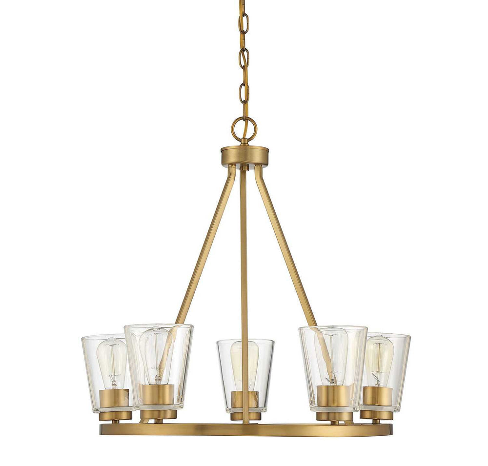 Calhoun Five Light Chandelier in Warm Brass Savoy House
