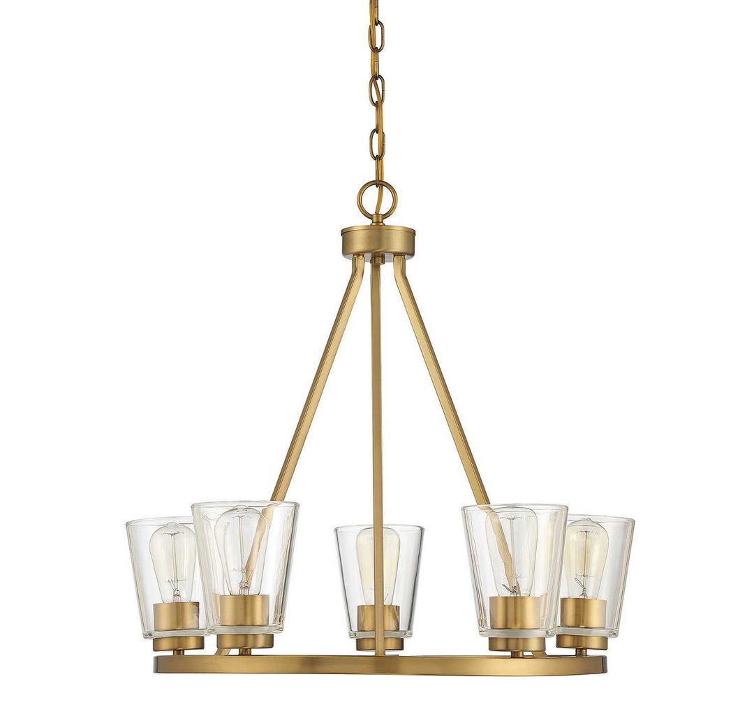 Calhoun Five Light Chandelier in Warm Brass Savoy House