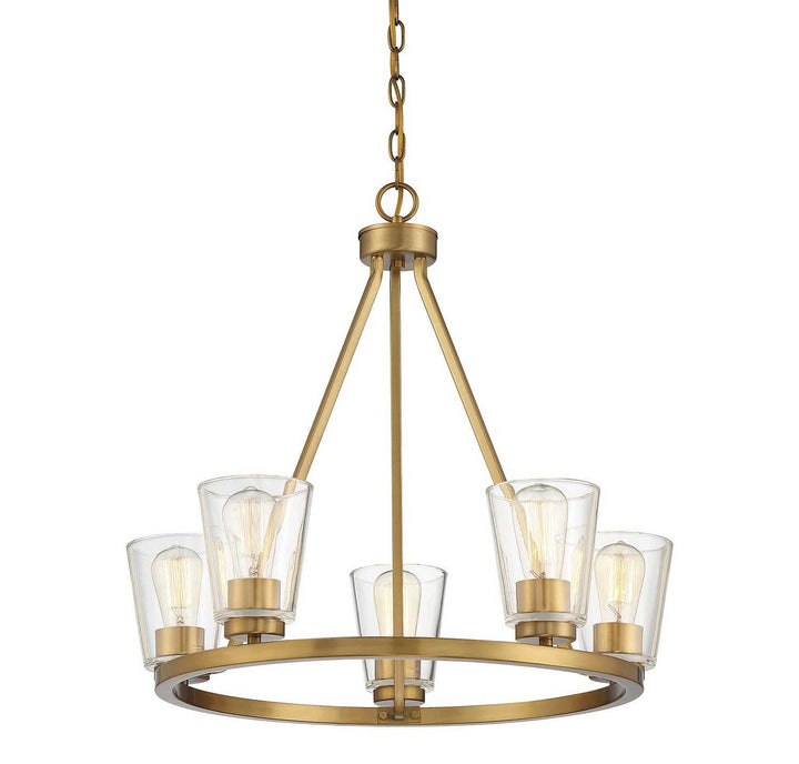 Calhoun Five Light Chandelier in Warm Brass Savoy House