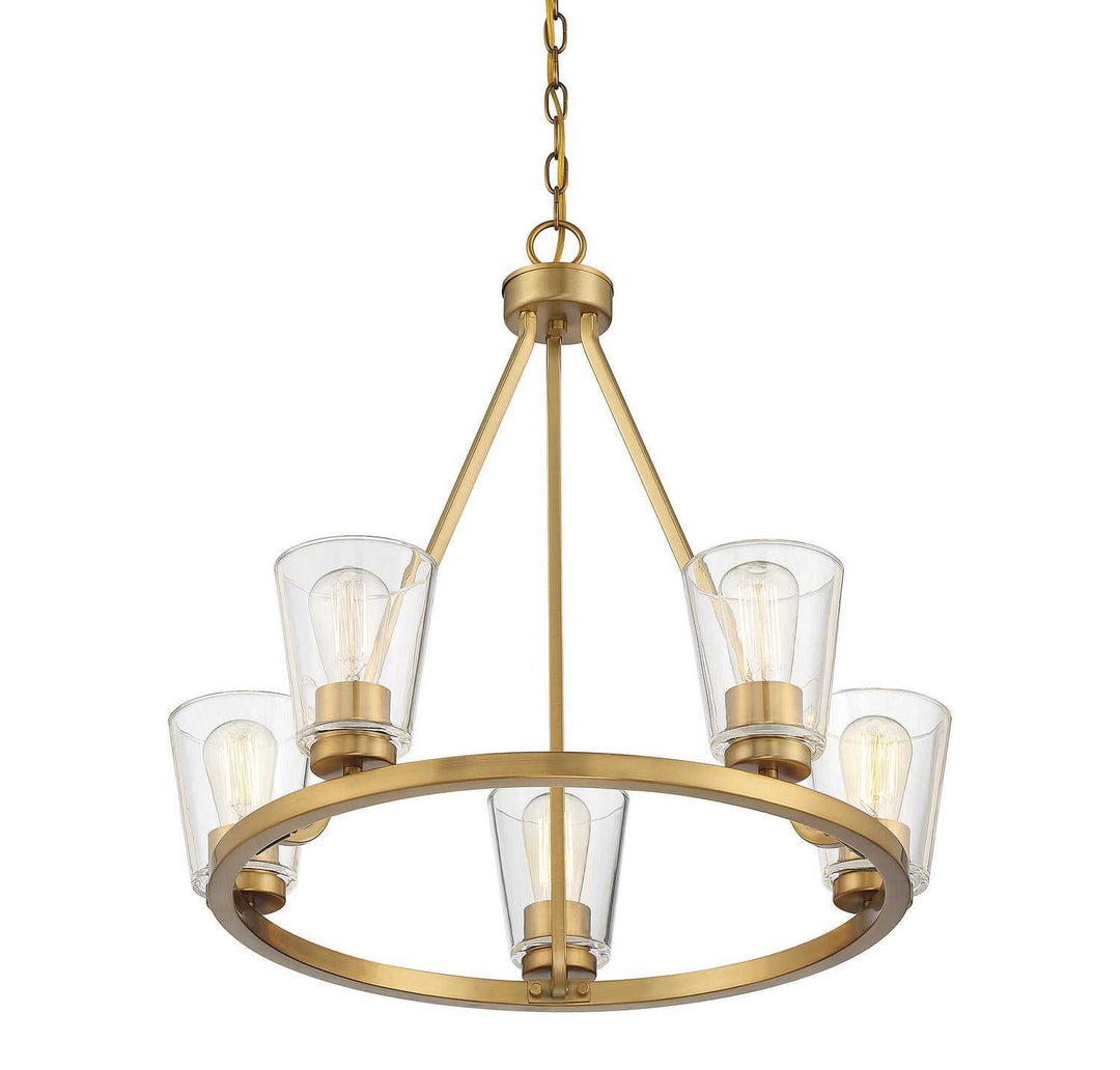 Calhoun Five Light Chandelier in Warm Brass Savoy House