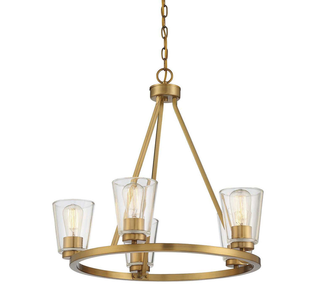 Calhoun Five Light Chandelier in Warm Brass Savoy House