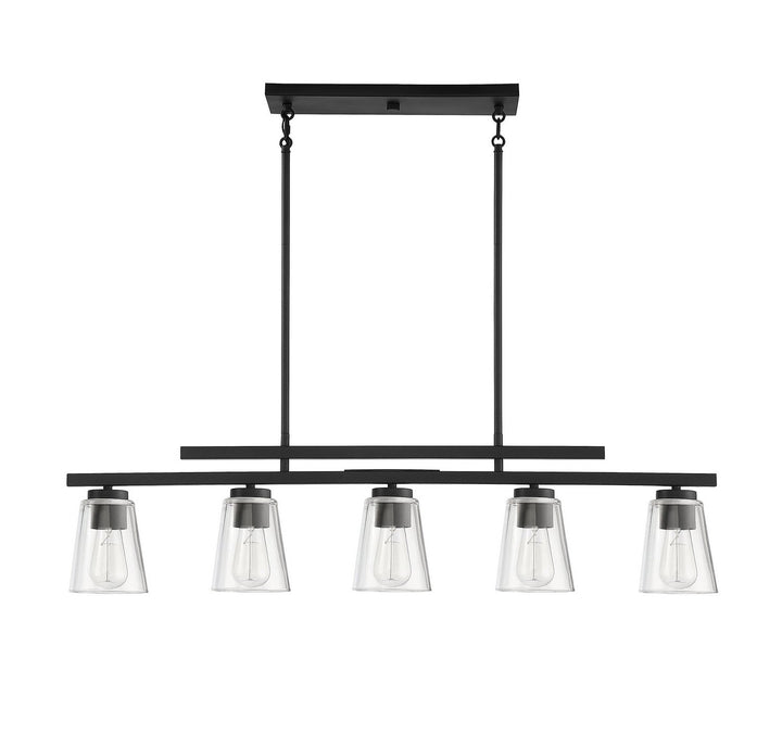 Savoy House - 1-1023-5-89 - Five Light Linear Chandelier - Calhoun - Matte Black