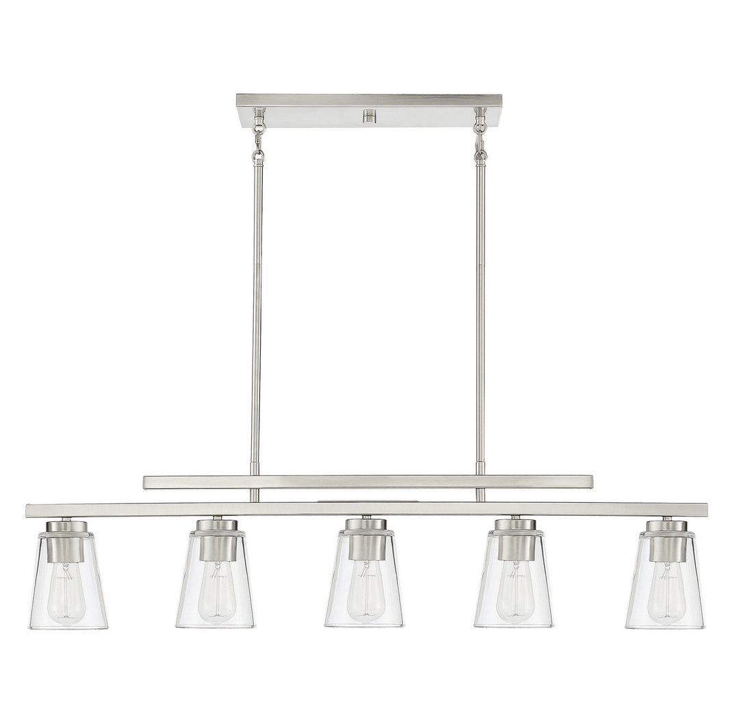 Savoy House - 1-1023-5-SN - Five Light Linear Chandelier - Calhoun - Satin Nickel
