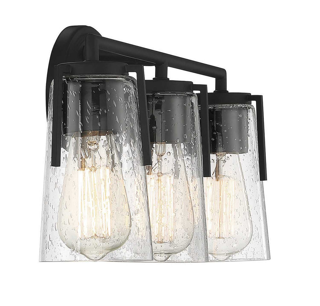 Sacremento Three Light Bath Bar in Black Savoy House