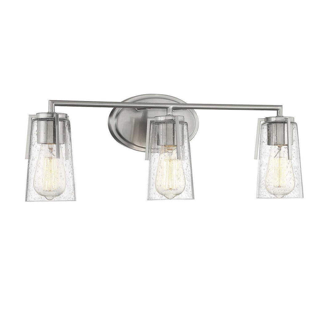 Sacremento Three Light Bath Bar in Satin Nickel Savoy House