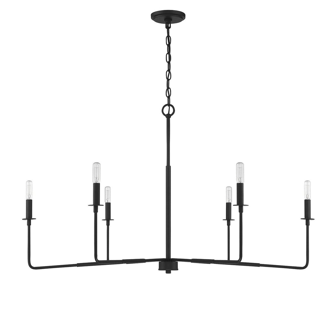 Salerno Six Light Chandelier in Matte Black Savoy House