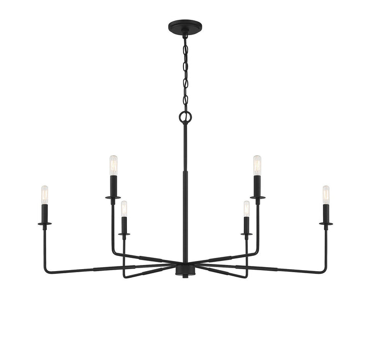 Salerno Six Light Chandelier in Matte Black Savoy House