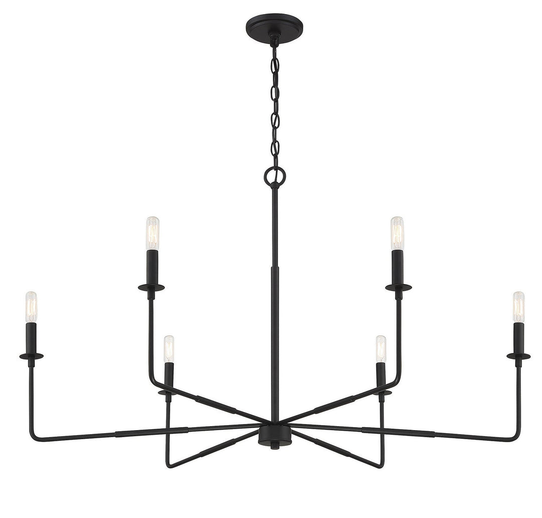 Salerno Six Light Chandelier in Matte Black Savoy House