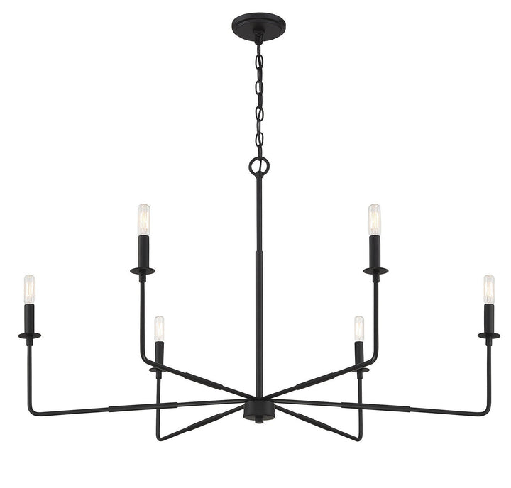 Salerno Six Light Chandelier in Matte Black Savoy House