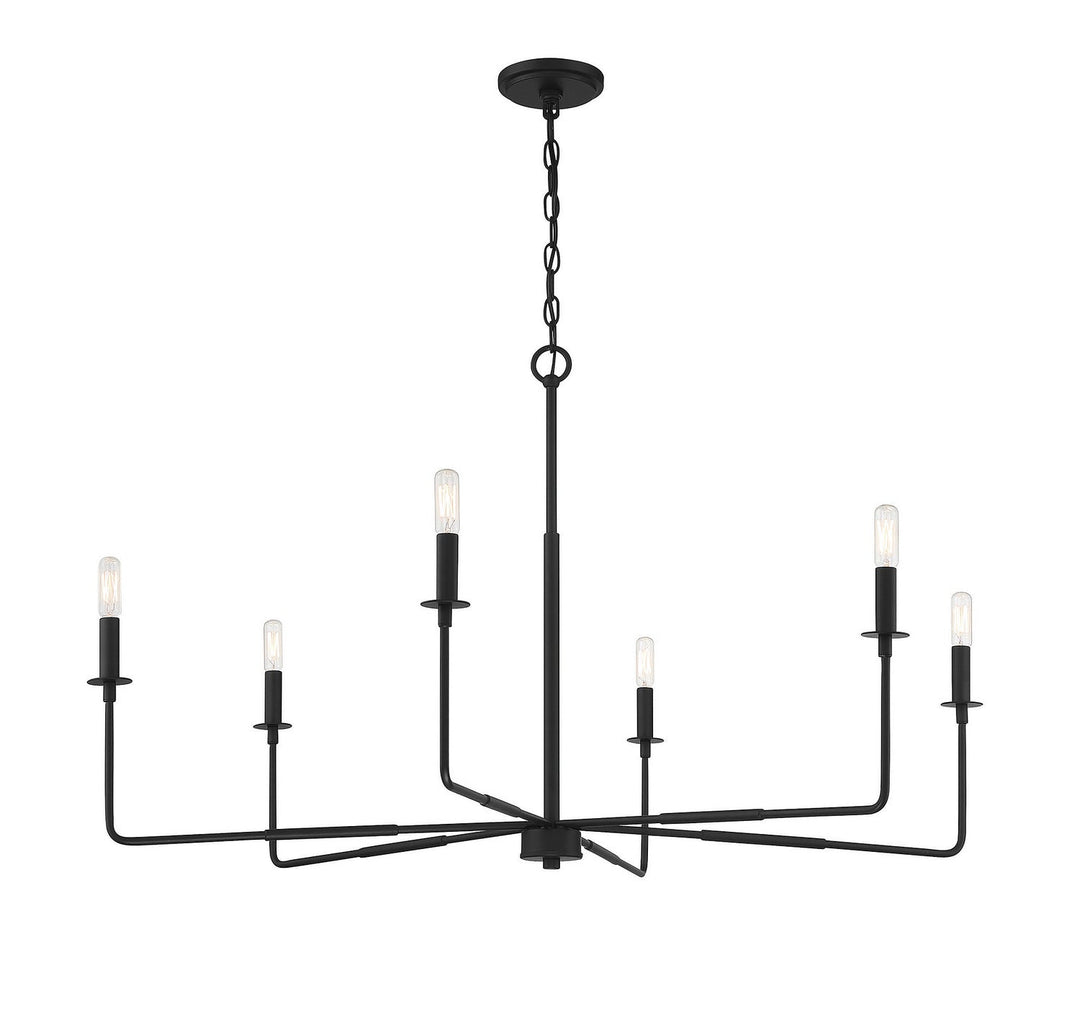 Salerno Six Light Chandelier in Matte Black Savoy House