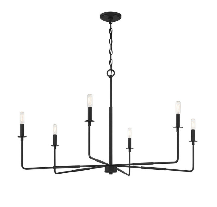Salerno Six Light Chandelier in Matte Black Savoy House