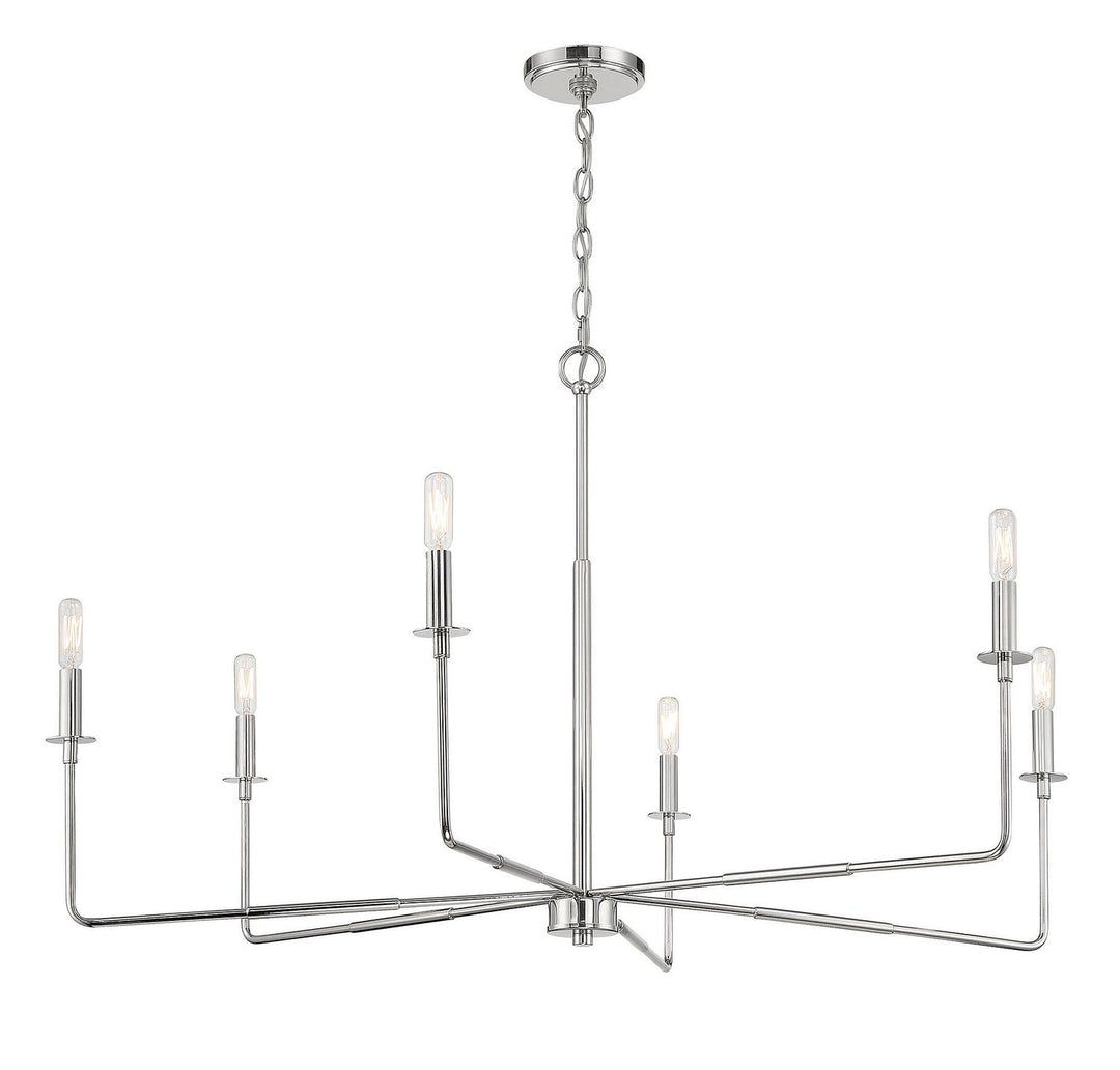 Salerno Six Light Chandelier in Polished Nickel Savoy House