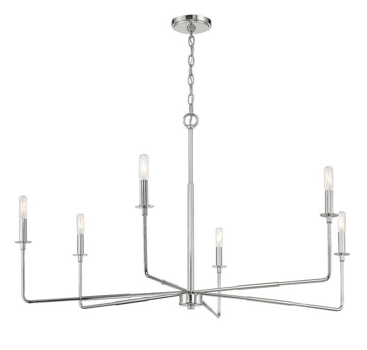 Salerno Six Light Chandelier in Polished Nickel Savoy House