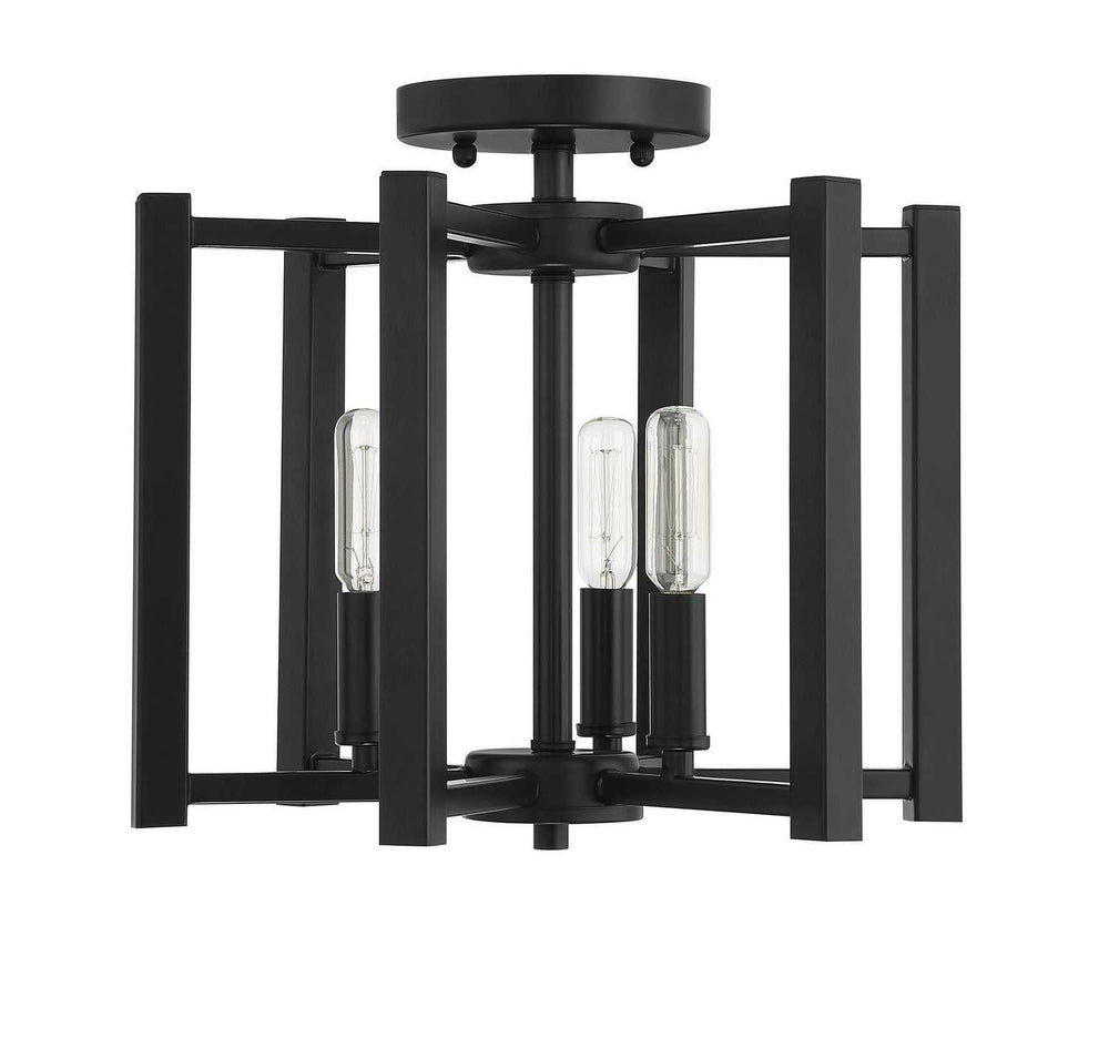 Benson Three Light Semi-Flush Mount in Matte Black Savoy House