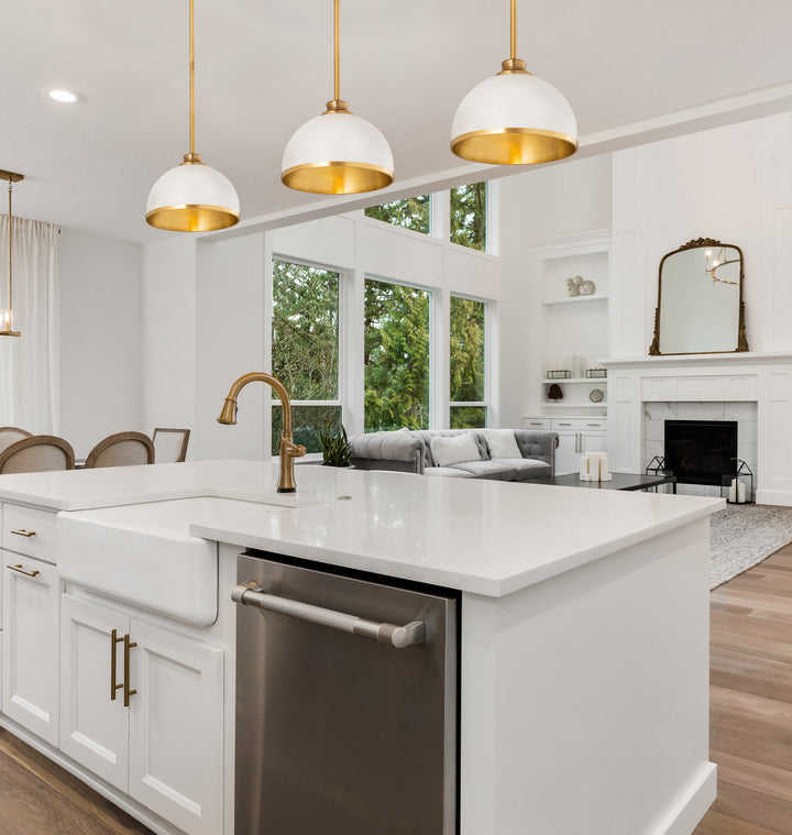 Z-Lite Canada - 1004P10-MW-RB - One Light Pendant - Landry - Matte White + Rubbed Brass