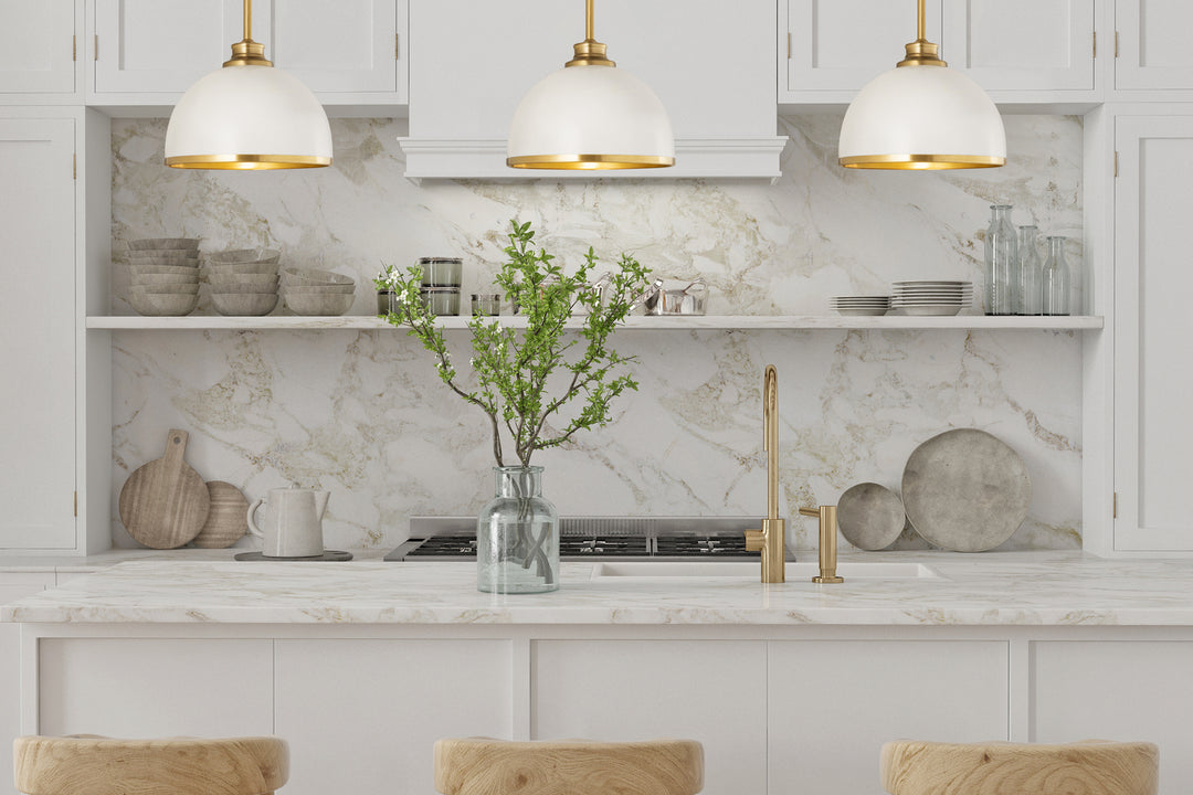 Z-Lite Canada - 1004P10-MW-RB - One Light Pendant - Landry - Matte White + Rubbed Brass